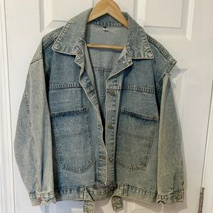 Vintage Washed Denim Jacket in Faded Blue